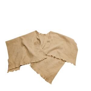 a.n.a A New Approach Beige Poncho Wrap One Size Fuzzy Asymmetrical Fringe Hem